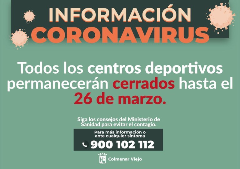 Ampliar 'Coronavirus: Colmenar Viejo cierra totalmente los centros deportivos hasta el 26 de marzo'