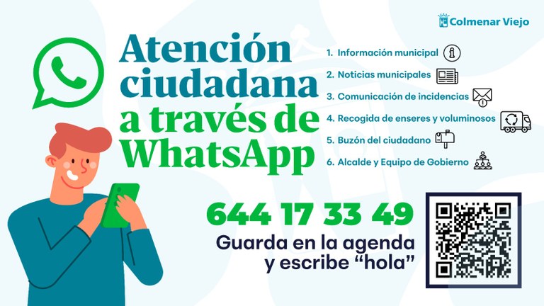 Ampliar 'El Ayuntamiento atiende en 3 meses más de 1.000 avisos a través del servicio de atención ciudadana vía WhatsApp'