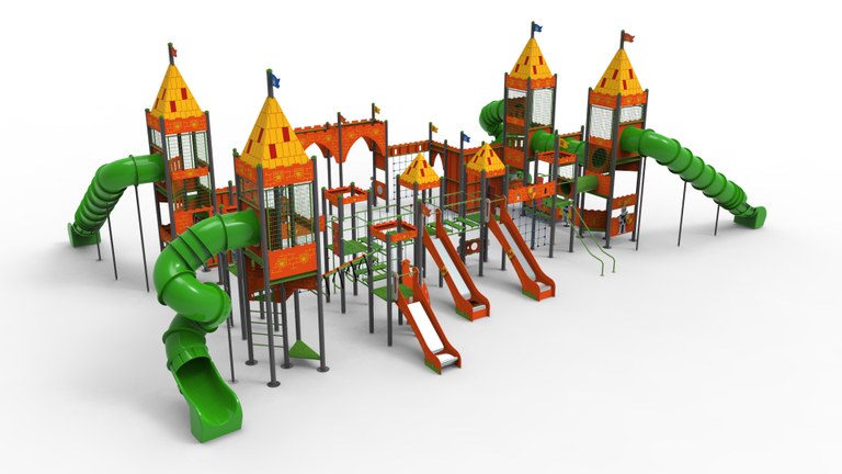 Ampliar 'En marcha la instalación del macro juego infantil 'La Fortaleza' en el parque de Fuente Santa'