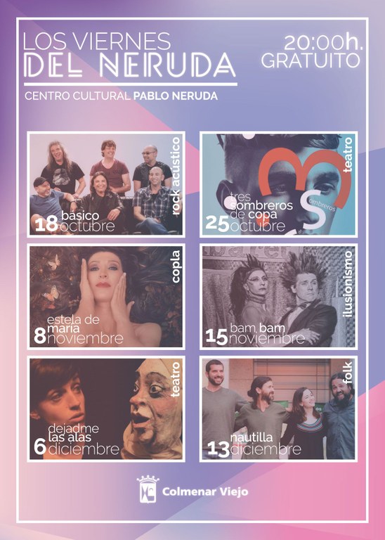 Ampliar 'Los Viernes del Neruda, la nueva propuesta cultural en Colmenar Viejo que arranca el 18 de octubre con un concierto de Rock'