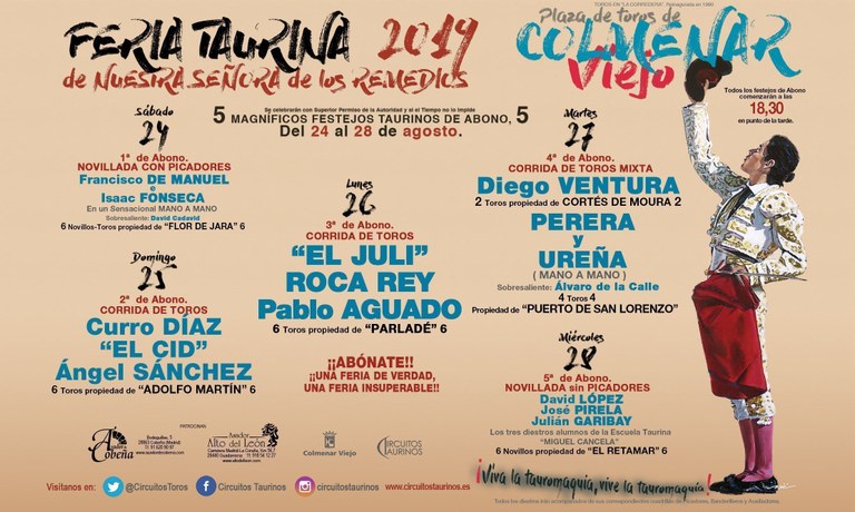 Ampliar 'Roca Rey, El Juli y Pablo Aguado encabezan el cartel de la Feria Taurina 2019'