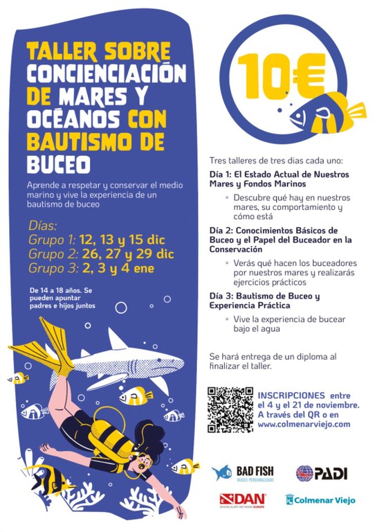 Ampliar 'Se abre el plazo de inscripción al ‘Taller sobre concienciación de mares y océanos con bautismo de buceo’'