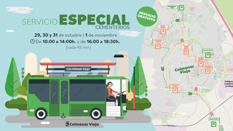 Ampliar 'Servicio especial de autobuses gratuitos para ir a los cementerios por el Día de Todos los Santos'